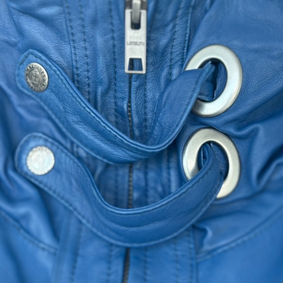Lavenlico Blue Italian Sheep Leather Jacket | Y2K 2000s Made in Italy - Picture 11 of 13